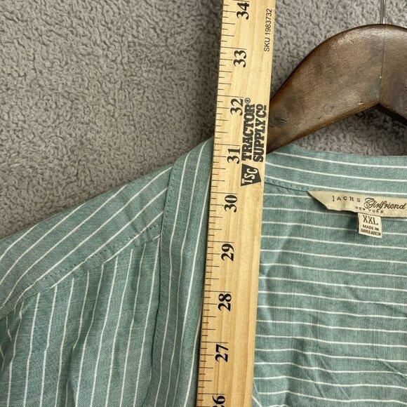 NEW Jachs Girlfriend Women's XXL Green & White Striped Rayon Blouse - Picture 7 of 9